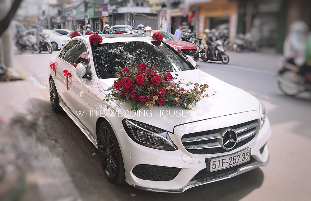 Trang trí xe hoa lụa 5 Trang trí xe hoa lụa